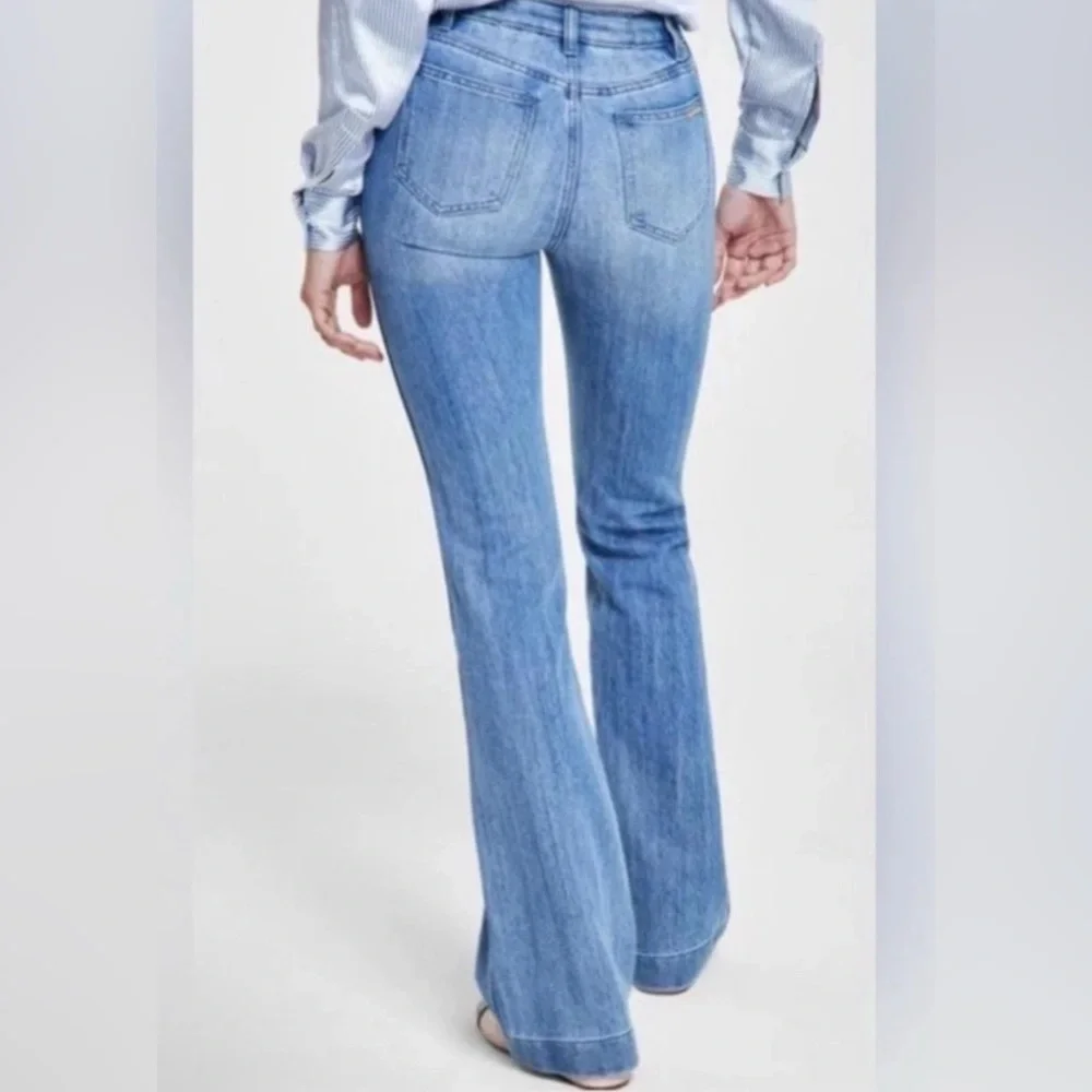 MICHAEL KORS Double Button Sailor Flared Jeans Blue Womens Petite 12P NWT